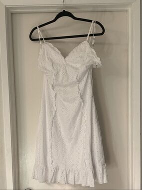 Guess White Eyelet Midi Dress